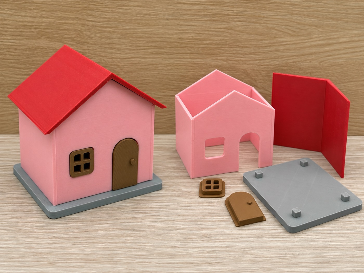 Real printed example of a modular mini house generated with VEKMaker.